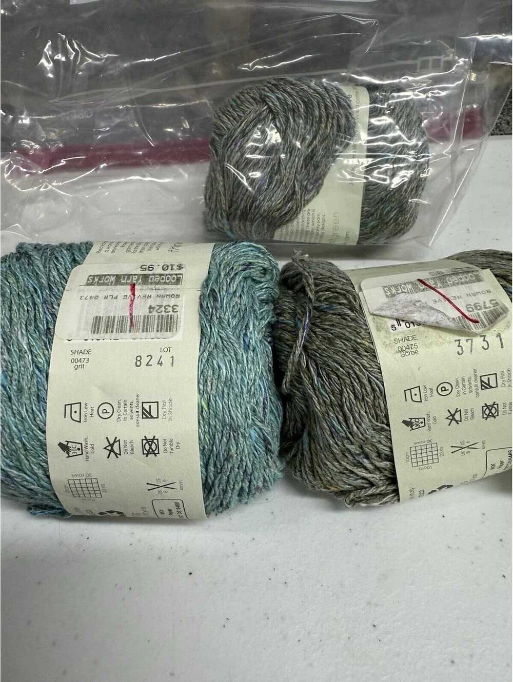 Rowan ‘Purelife’ Recycled Silk, Cotton, Viscose Shades Grit & Scree 2 Skein Lot